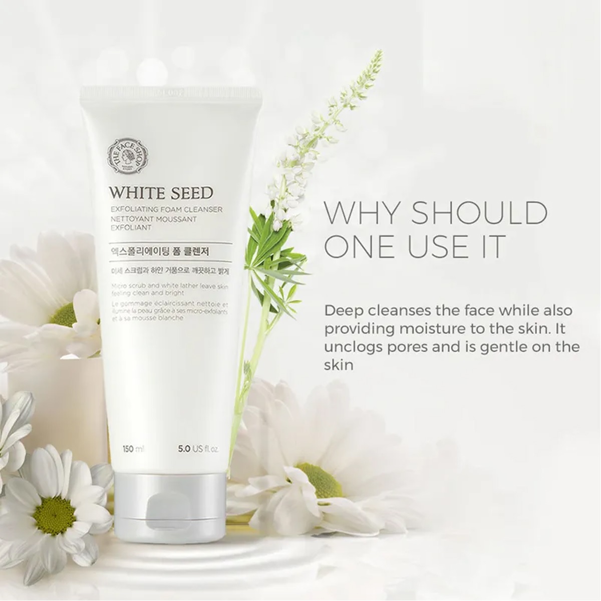 Sữa Rửa Mặt Dưỡng Da Trắng Sáng The Face Shop White Seed Exfoliating Cleansing Foam 150ml