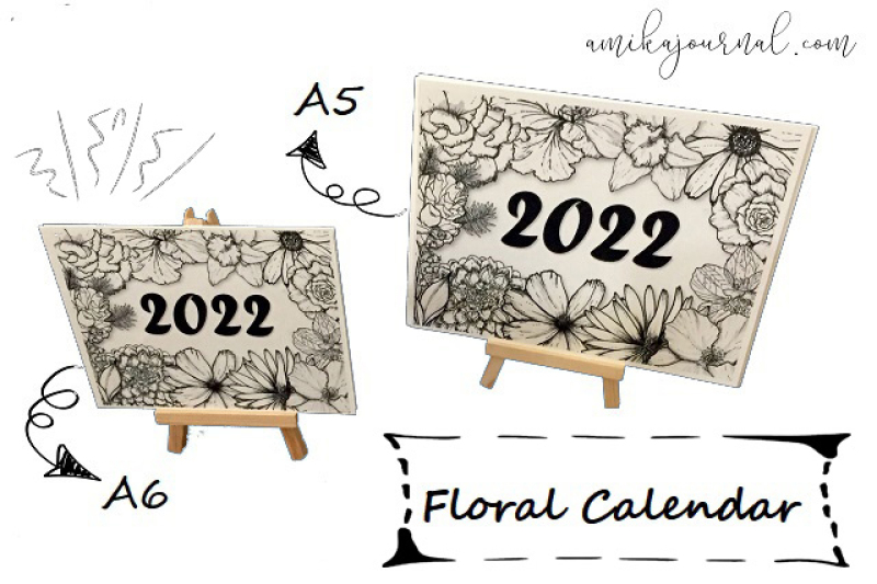 Lịch để bàn năm 2022 có âm lịch - FLORAL CALENDAR BY amika - Giá vẽ gỗ mini trang trí bàn học (MIỄN PHÍ in tên riêng, quote)