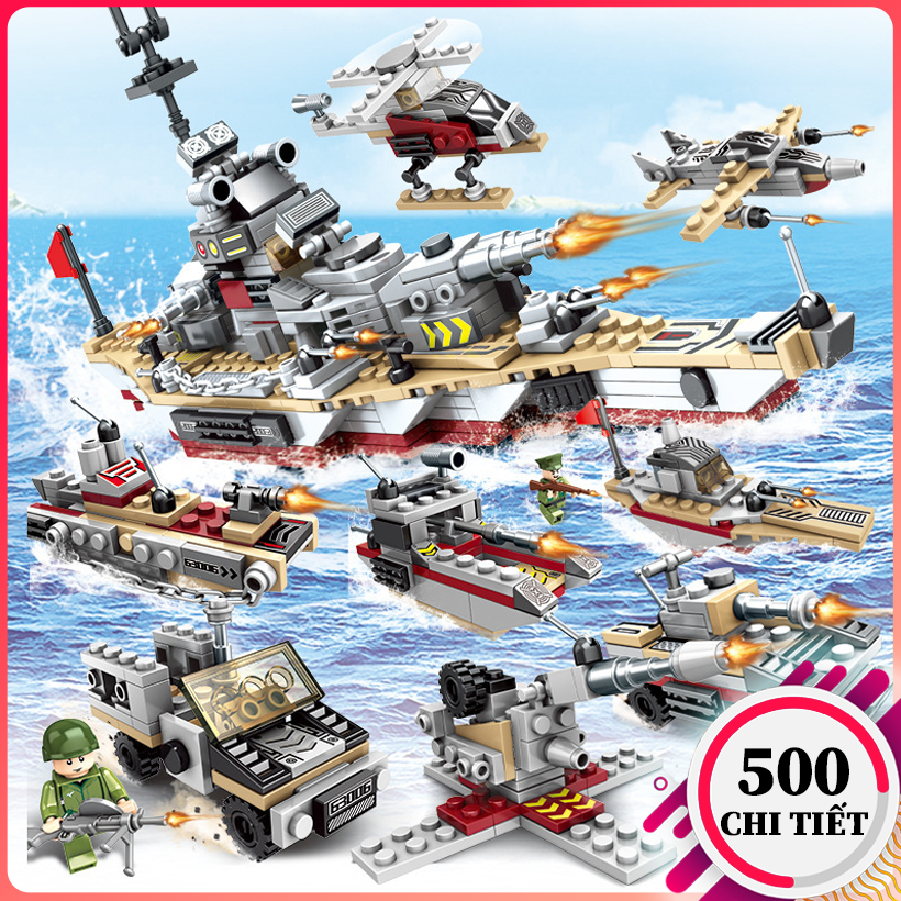 [1005 Mảnh Ghép] Bộ Đồ Chơi Lego Tàu Tuần Dương, Lắp Ráp Mô Hình Lego Máy Bay, Đồ Chơi Trẻ Em Lego Tàu Chiến Bảo Vệ Bờ Biển