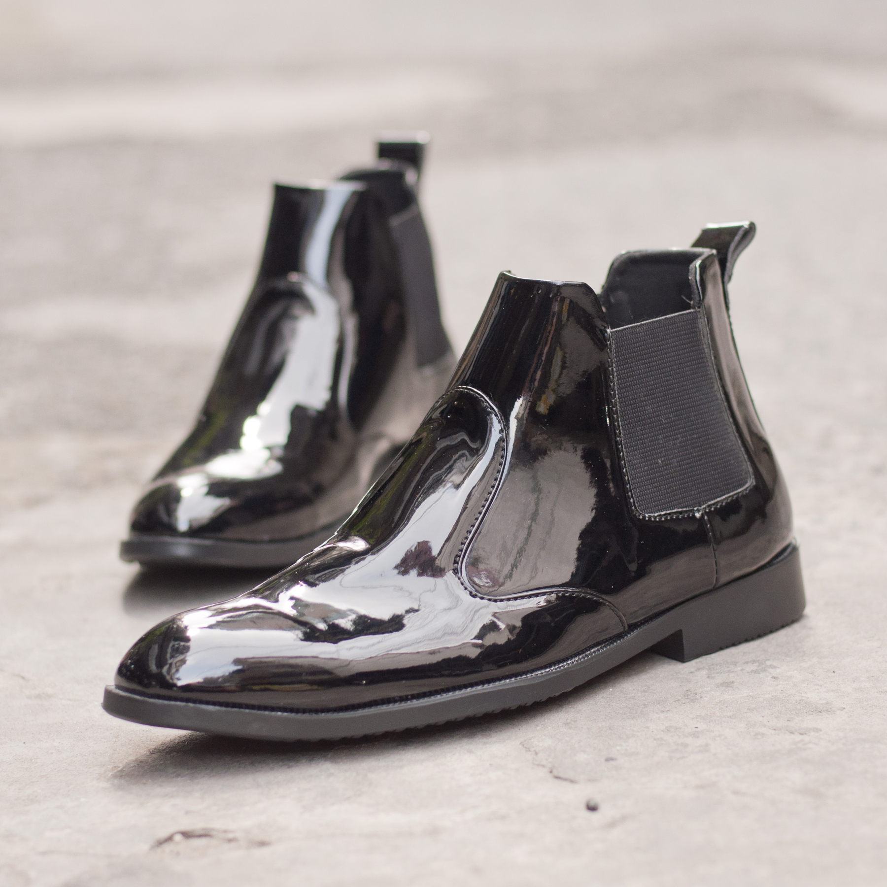 Giày Chelsea boot nam đẹp cổ chun da bóng CB520(V)