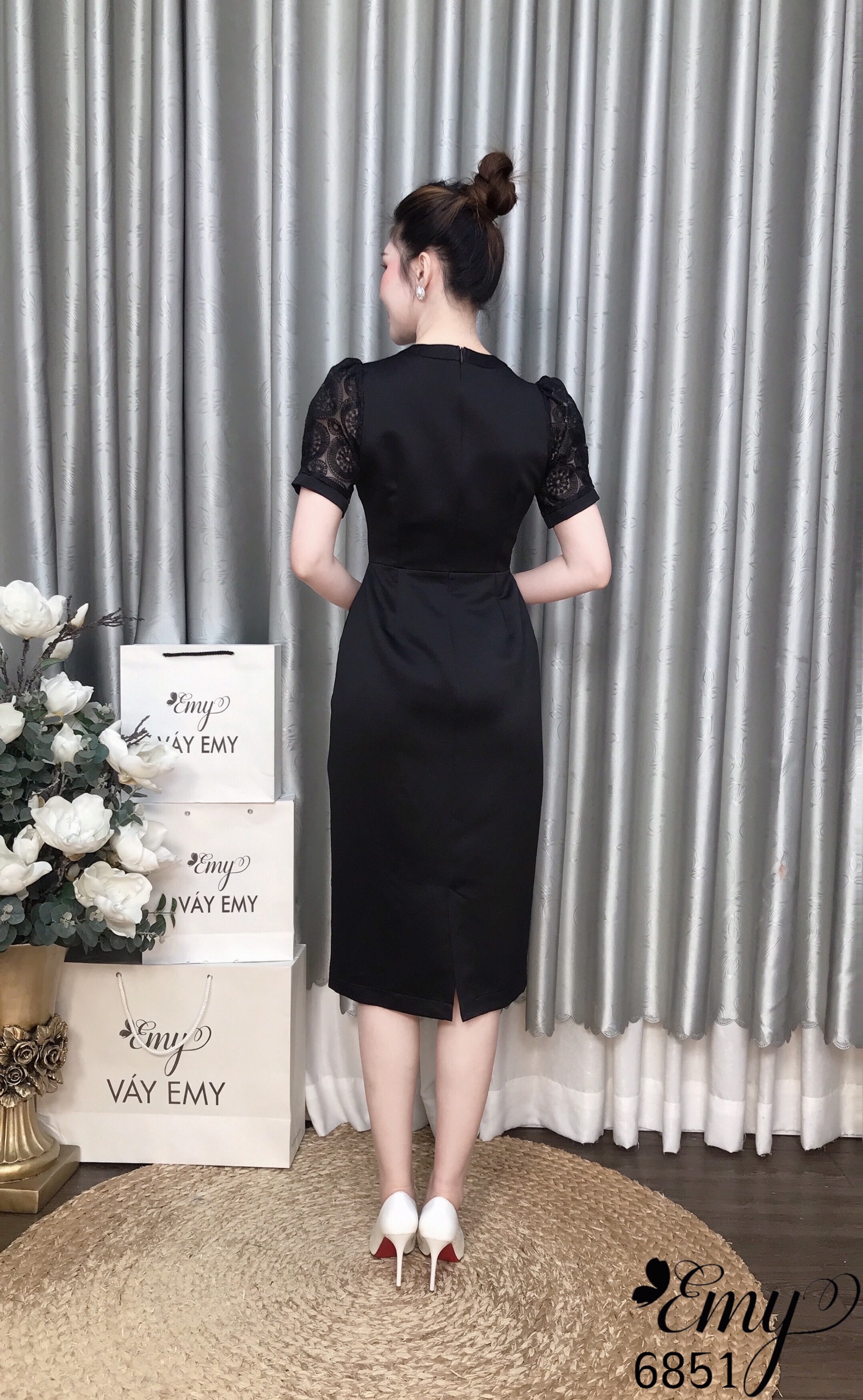 Đầm EMY EM6851 Đầm Body Ren Đen