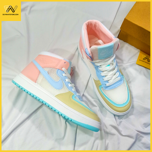 Giày Thể Thao Nữ Màu Trắng Cổ Cao Duy Nhật Store Đế Bằng Phối Nhiều Màu Bonsai Uzzang Đẹp Đế Cao 2cm Êm Sneaker Bata