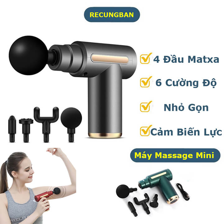Máy massage cầm tay, Máy massage toàn thân đa năng cầm tay 4 đầu 6 chế độ rung, máy mát xa cầm tay mini bản mới 2022 mát xa toàn thân, Máy massage cầm tay rung, may massage cam tay, máy mát xa cổ vai gáy, máy massage cầm tay