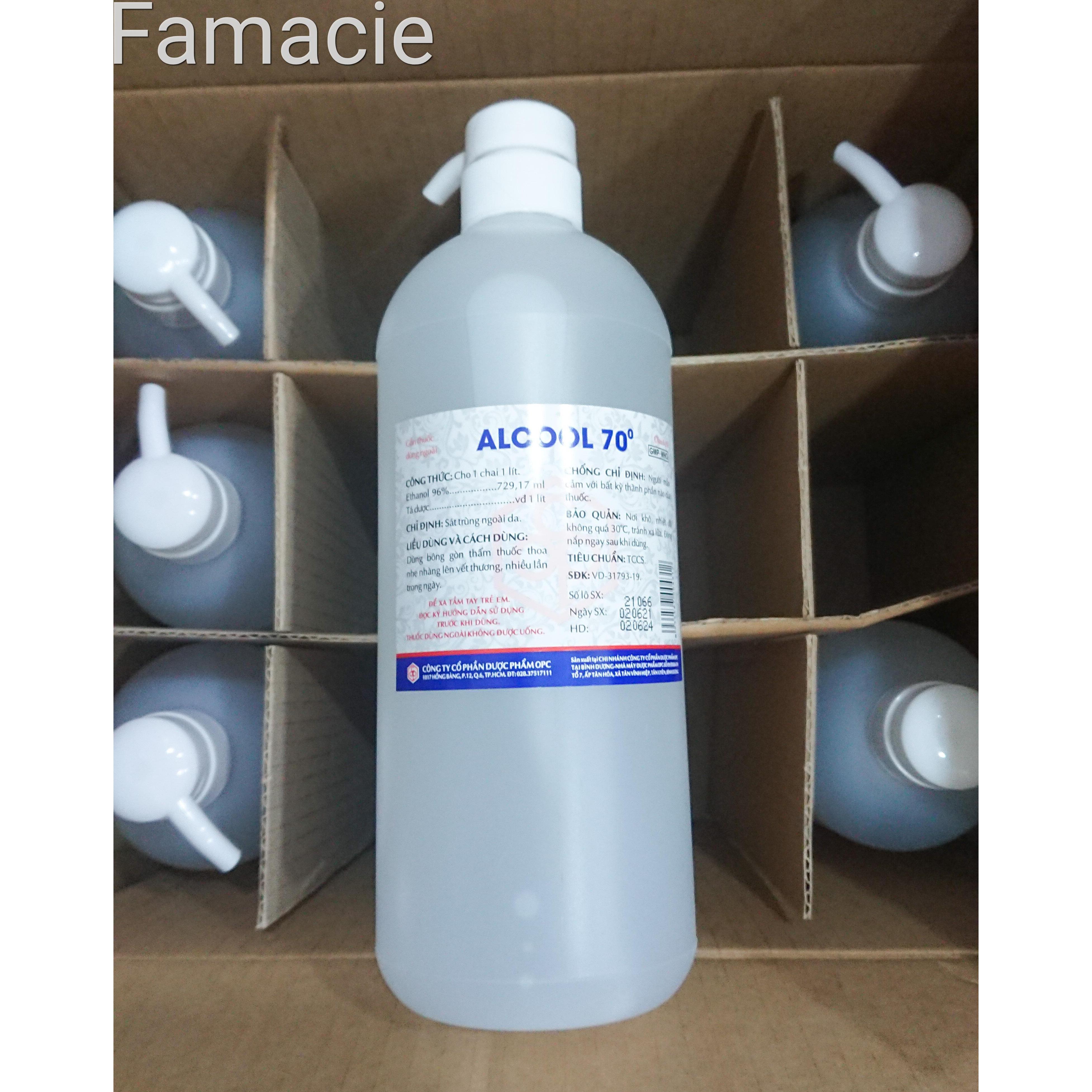 Dung dịch cồn ALCOOL 70 Sát khuẩn - có Pump [Chai|1000ml]