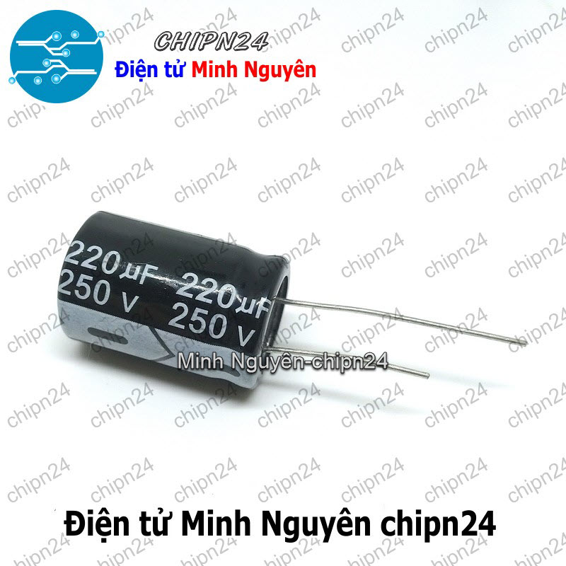[2 con] (J10) Tụ hóa 220uF 250V Đen (18x25mm) - HH003182
