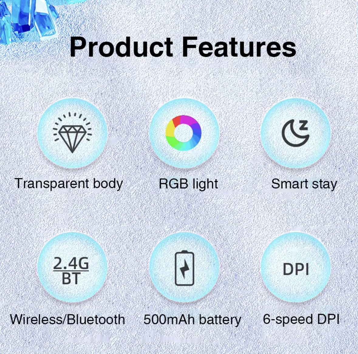 Aula SC518 Dual-Mode Wireless Mouse 2.4G/RGB Backlit Bluetooth Connection Gaming Mouse DPI Adjustable 6-Speed