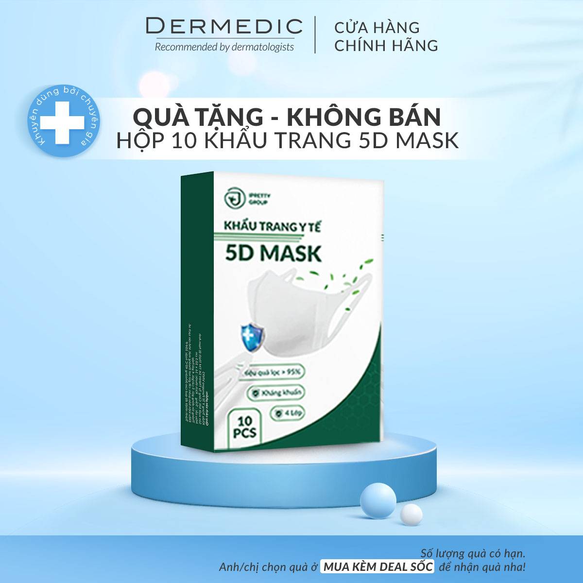 [Hàng Tặng - Không Bán] Hộp 10 cái khẩu trang y tế 5D Mask