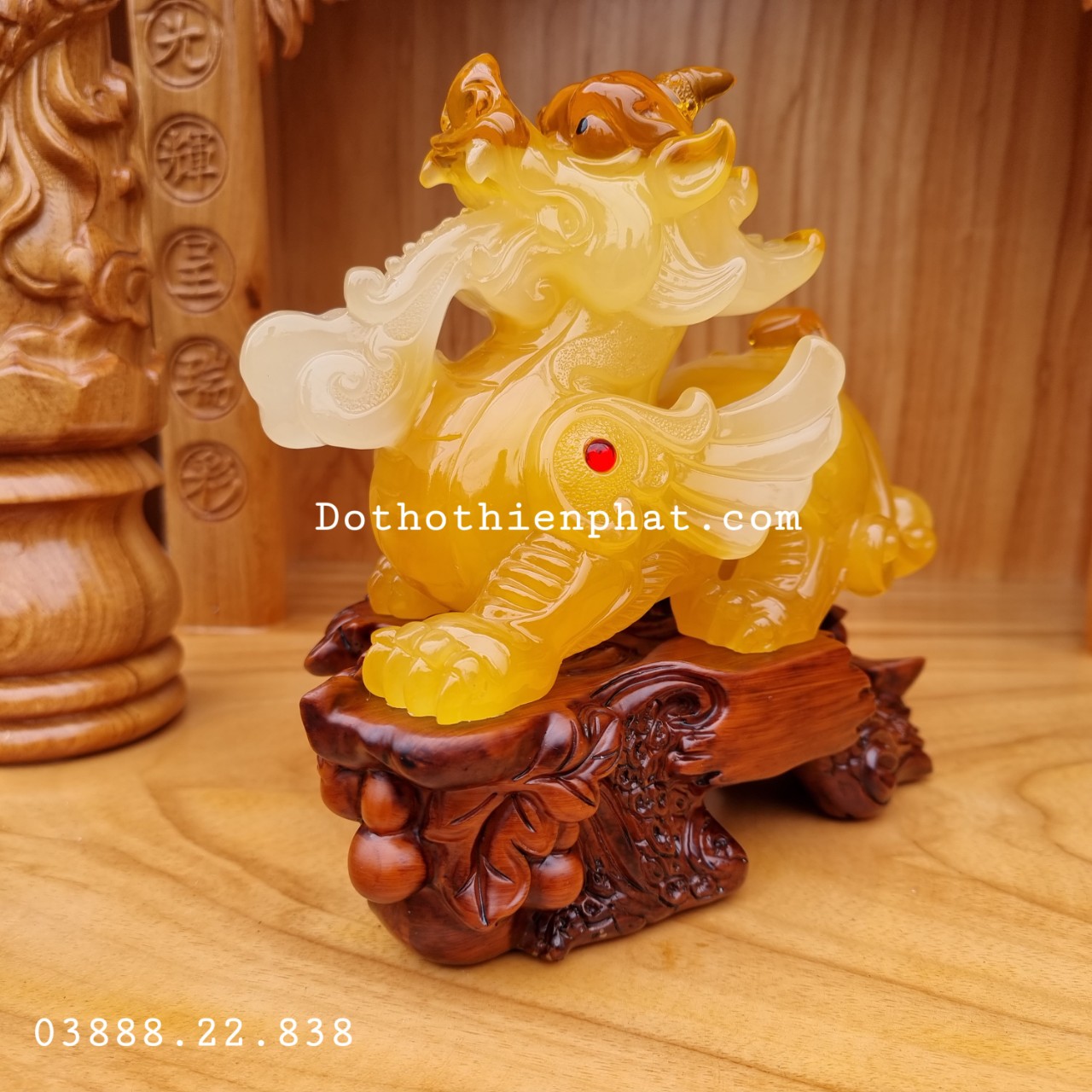 Tỳ Hưu Phong Thủy màu vàng ngang 27cm