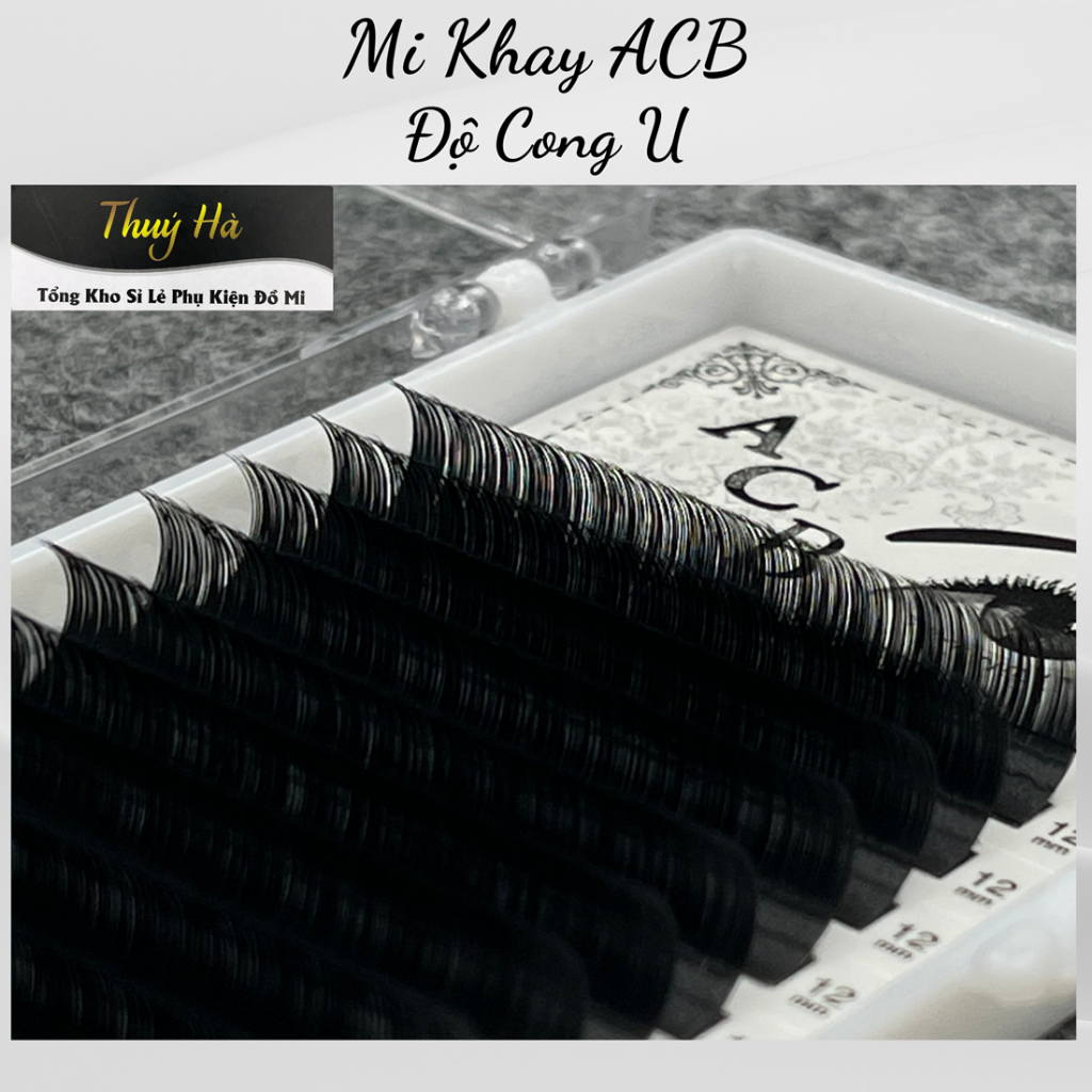 Mi khay ACB độ cong U Dày 0.07 / silk Hàn lùa gõ đen ,mềm_dụng cụ nối mi_mi fan_Thúy Hà