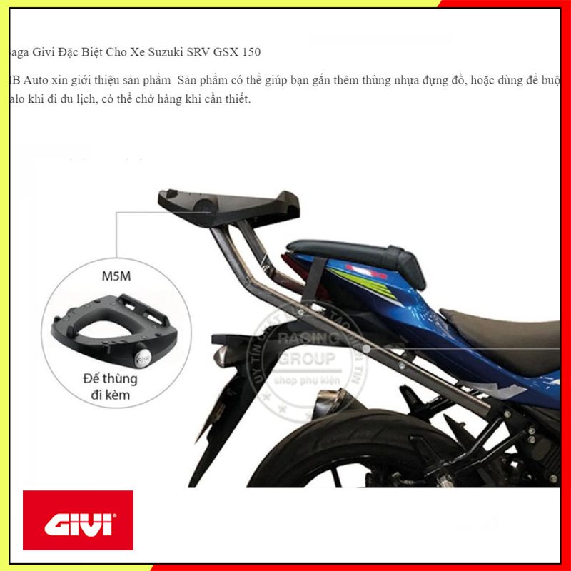 Baga sau givi srv gsx r150/ gsx s150 chịu lực cao chính hãng - bảo hành 2 năm