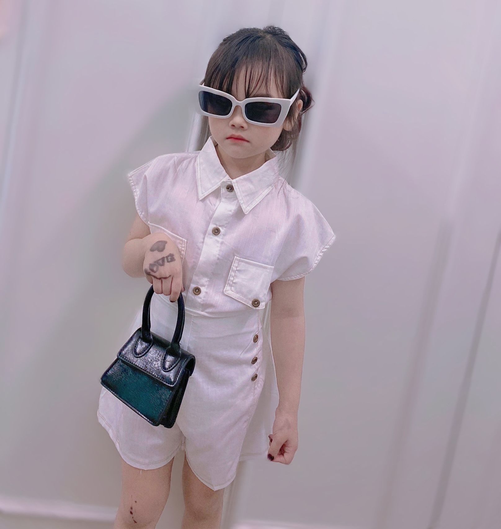 Bộ sơ mi ngắn tay cho bé gái