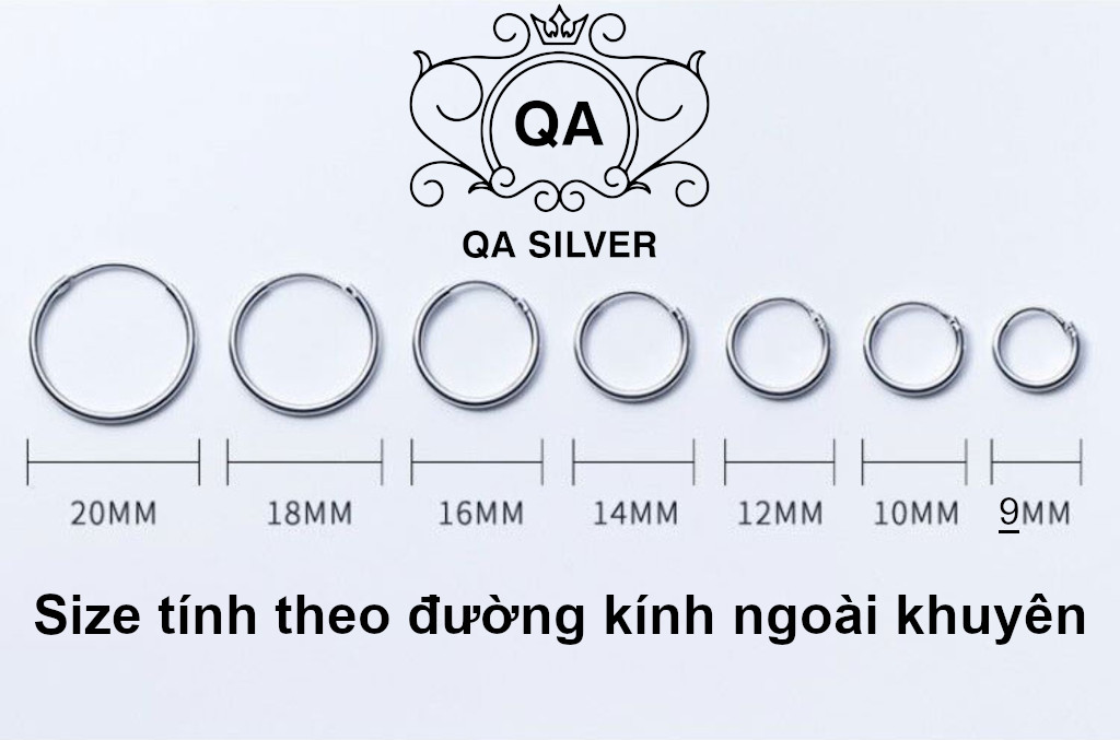 Khuyên tai bạc 925 tròn bông tai nam nữ khoen vòng trơn có chốt lẫy S925 BASIC QA SILVER Earrings EA170401