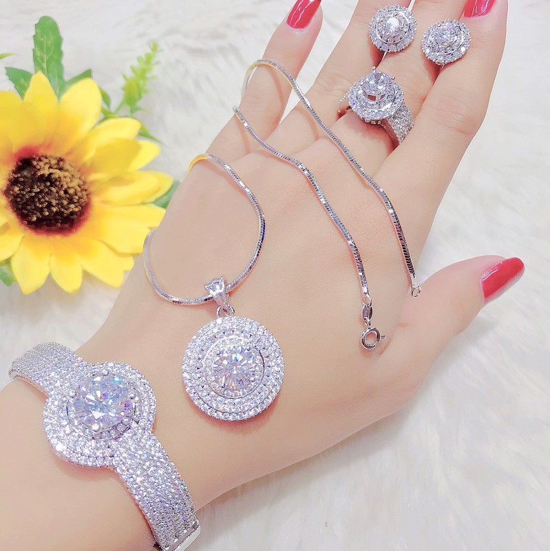 Bộ Trang sức Mạ Vàng Bạc , Bộ Trang Sức Nữ Nhiều Họa Tiết Đính Đá ,Xi Nhiều Lớp Cao Cấp Cho Độ Bền Cao Nhất Sáng Lấp Lánh Không Phai Màu Thiết Kế Sang Trọng Quý Phái - KADO shop - B4180795 - Đeo Đi Làm Đi Tiệc Sang Trọng