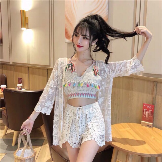 Set đồ bơi bikini đi biển 3 món sang chảnh (Có bán lẻ)