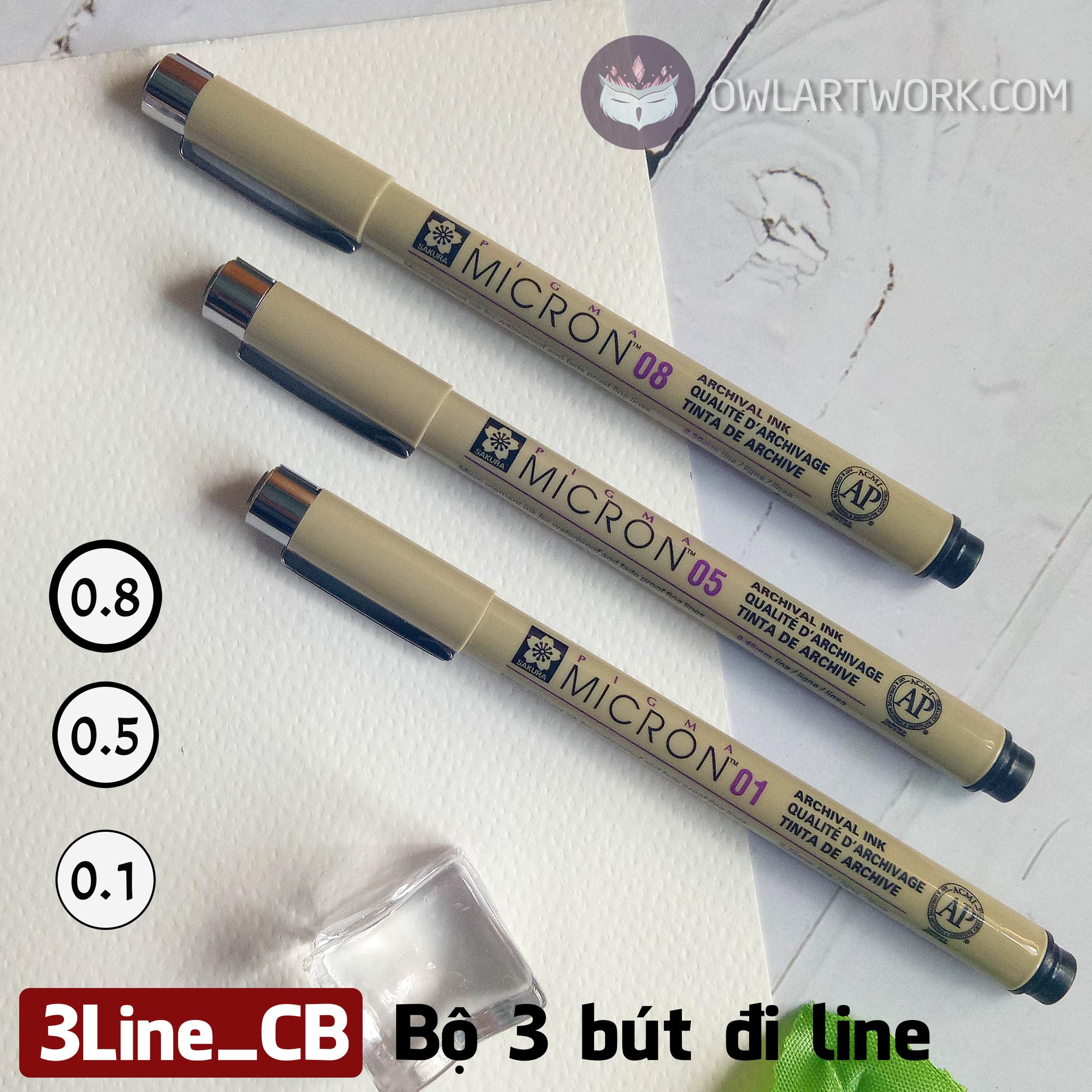 [HCM]Bộ 3 Bút Vẽ Đi Nét Cơ Bản Sakura Micron