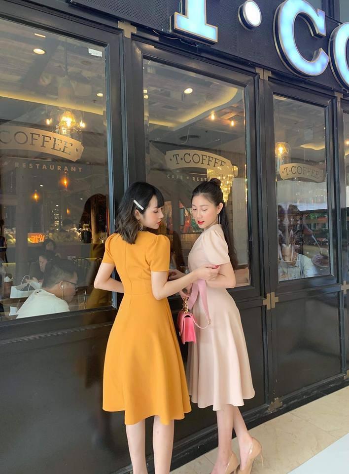 Đầm Nữ ( Váy Nữ ) Xòe Cổ V Phong Cách Thời Trang Bambo