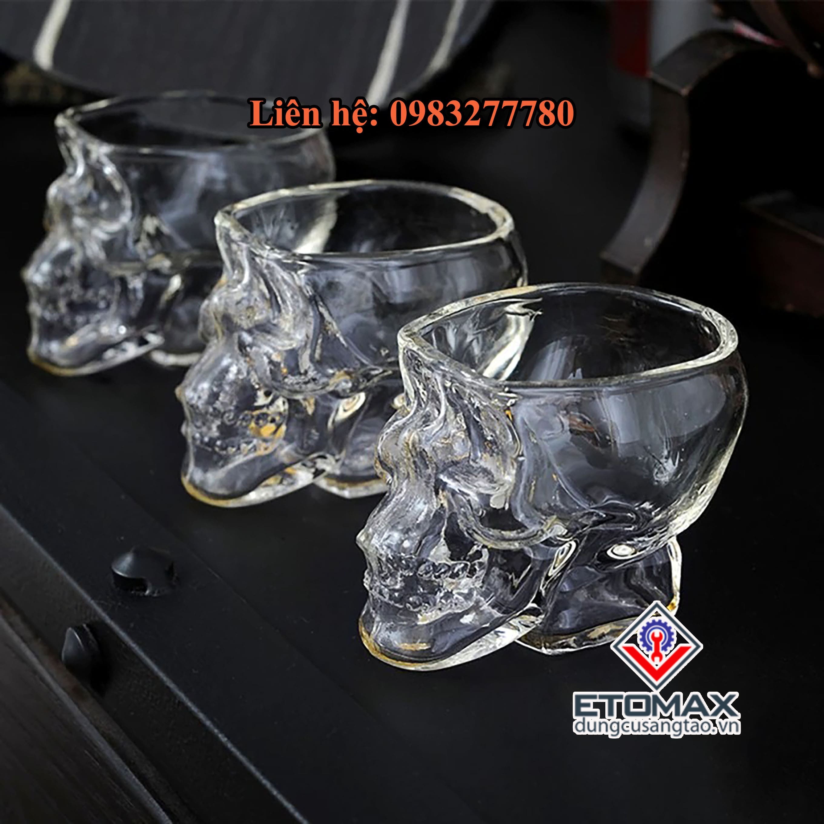 Cốc Thủy Tinh Hình Đầu Lâu 3D V2