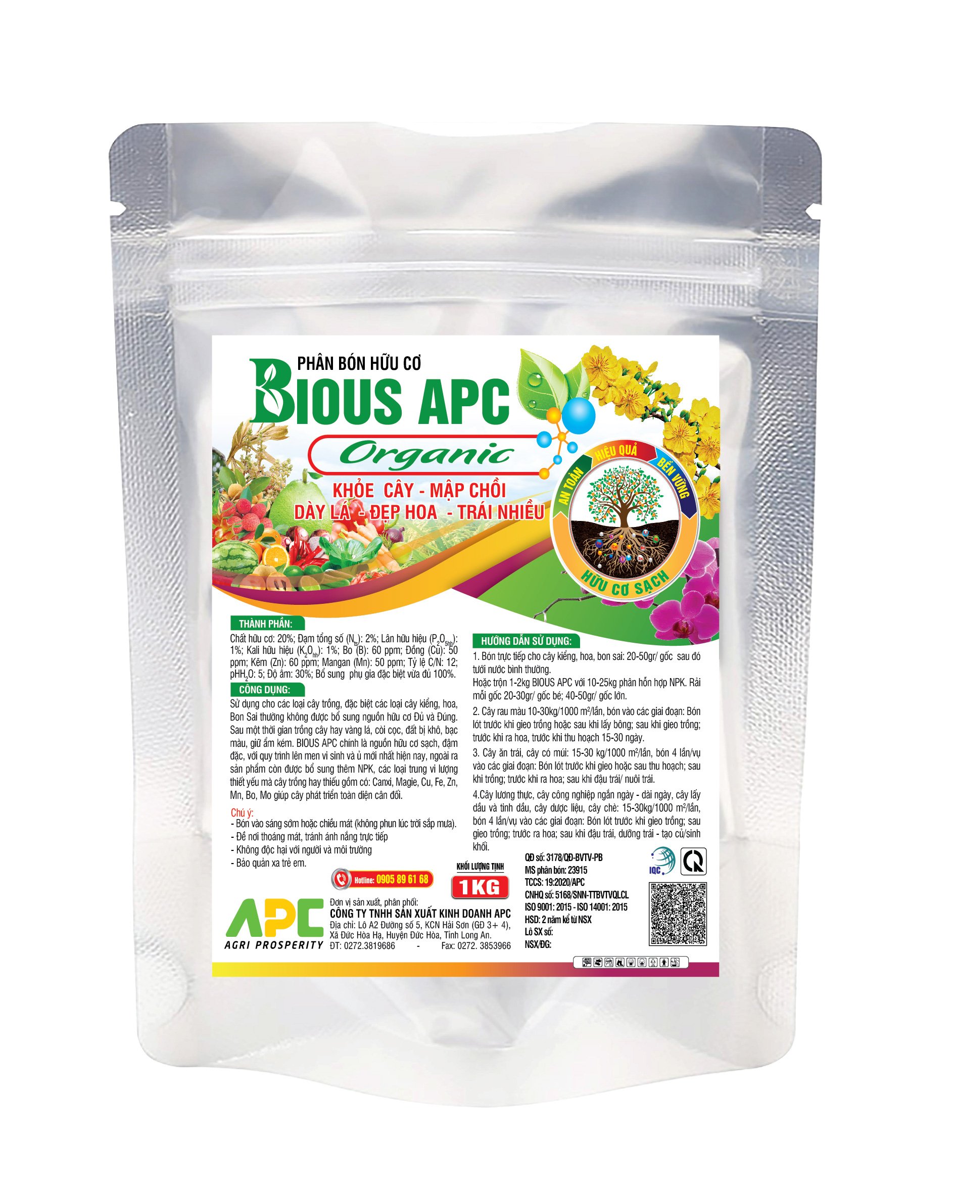 Phân Bón Hữu Cơ BIOUS APC Organic, Phân Bón Gốc ( Gói 1kg )