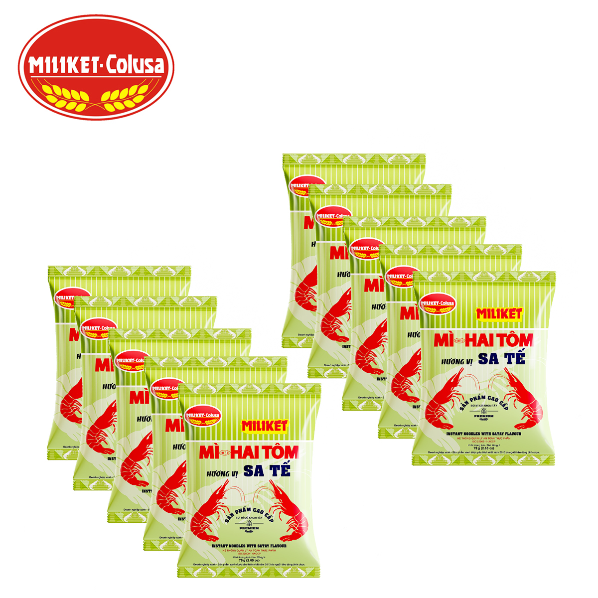 Combo 10 gói mì hai tôm hương vị sa tế satay flavour instant noodles miliket