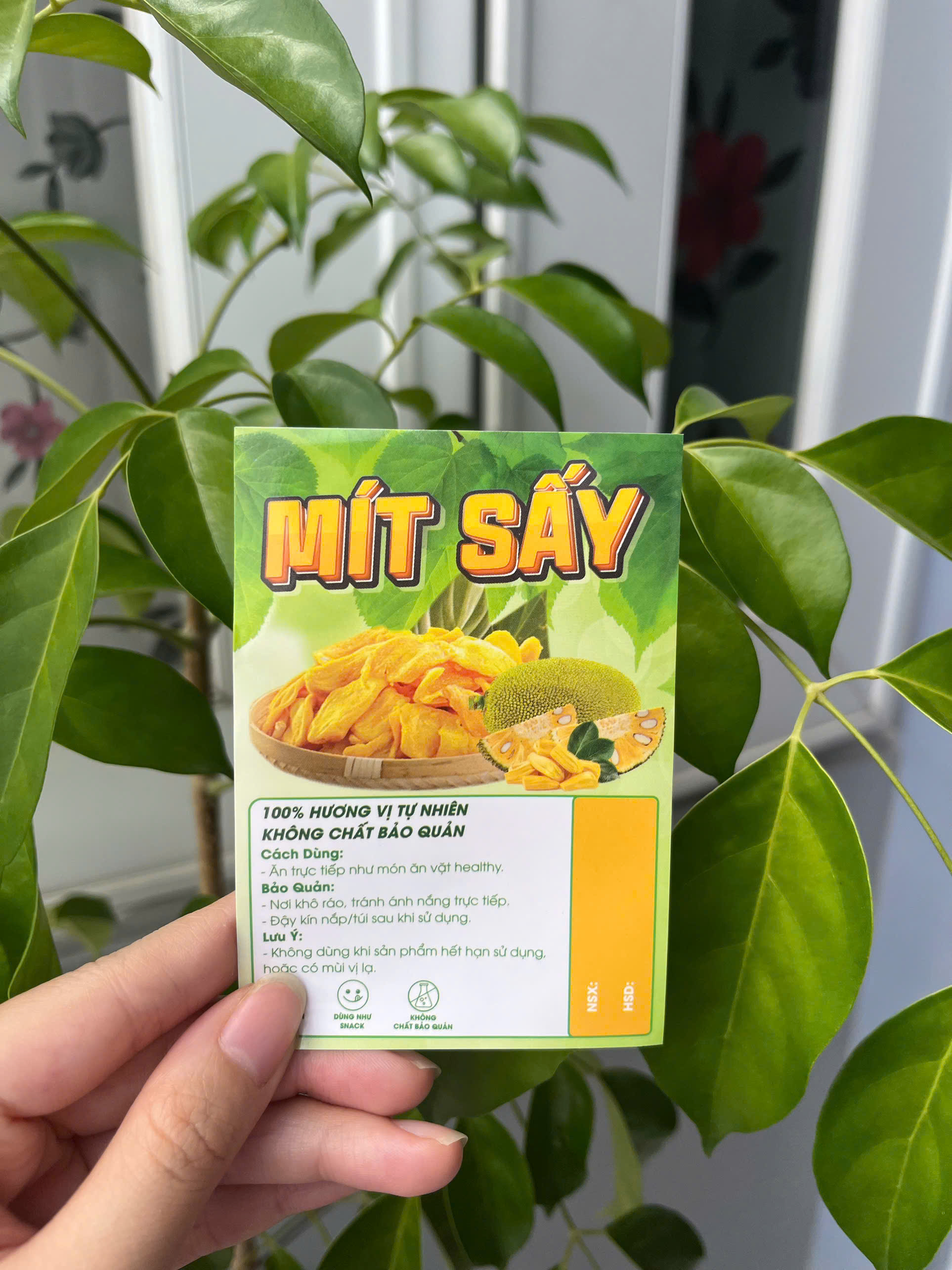 50 Tem Dán “Mít sấy” 7x10 cm - Cán Bóng, Dày, Đẹp