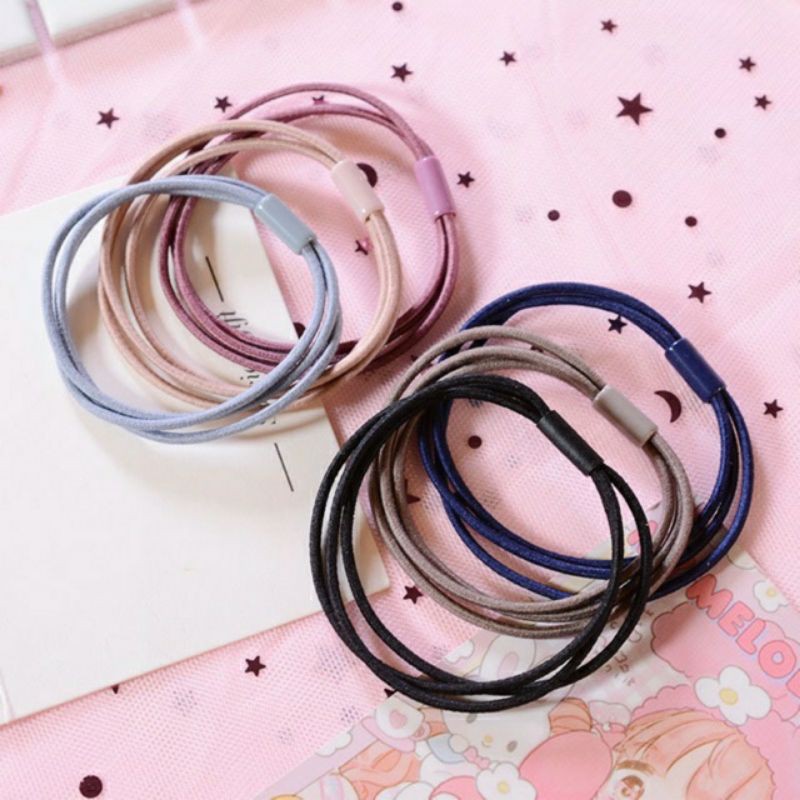 SET 10 Dây buộc tóc, chun buộc tóc 3 sợi siêu dai nhiều màu