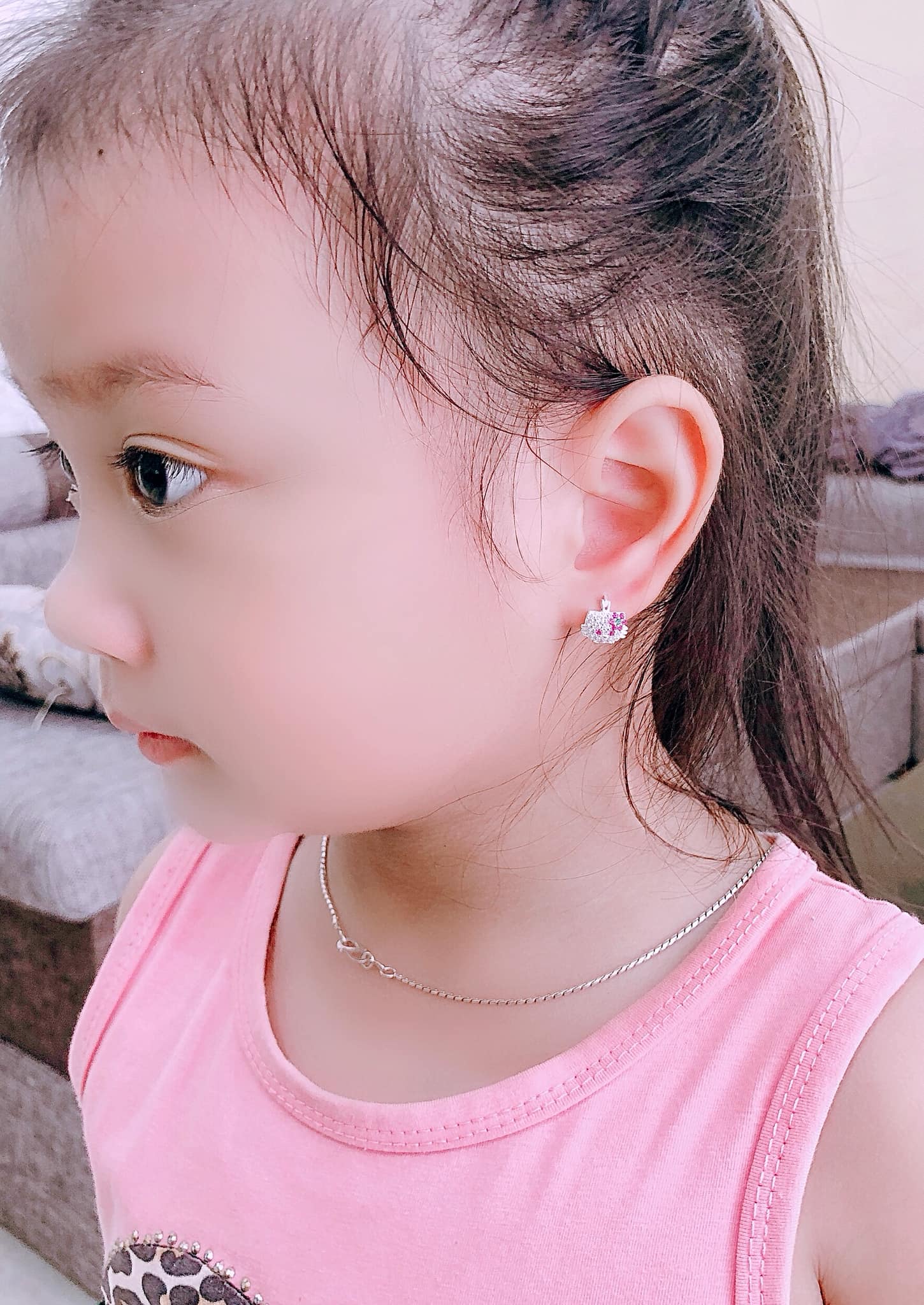 bông tai kitty bạc ta cho bé t65
