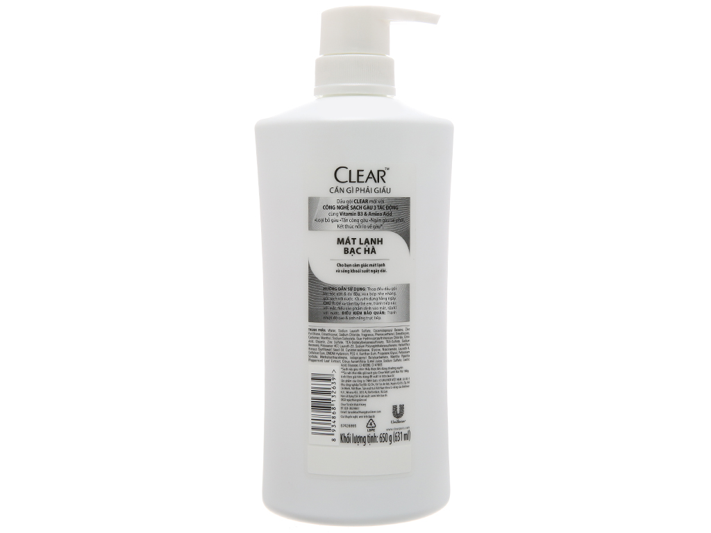 Dầu gội sạch gàu Clear mát lạnh bạc hà 630g