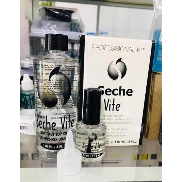 Sơn Bóng Nhanh Khô Seche (Set Gồm 1 Chai Lớn 118Ml + 1 Chai Nhỏ 15Ml), Hàng Chuẩn Mỹ