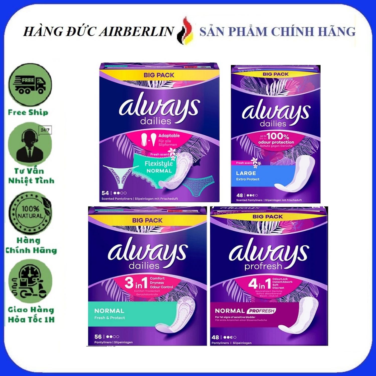 [Hàng Đức chính hãng.HN] Băng Vệ Sinh  ALWAYS DAILIES-Nội Địa Đức{hangducairberlin}