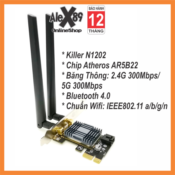 [1 Trong 3 Lưa Chọn] Card Mạng Wifi Intel AX200 Wifi 6/ 9620Ac/ N1202 Killer Giao Tiếp PCIE - Bảo Hành 12 Tháng