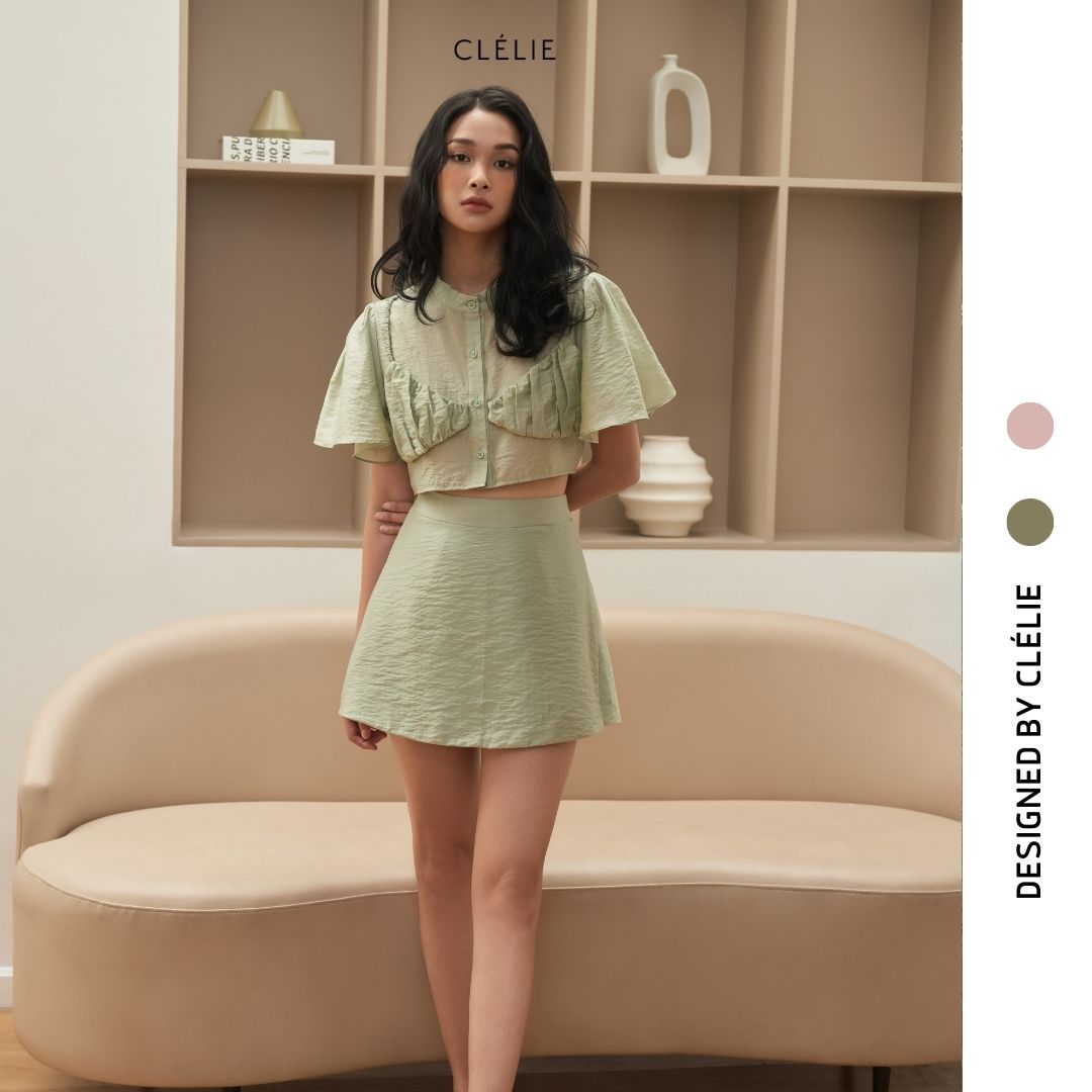 Set áo sơmi và chân váy ngắn trơn SOKO SET - CLÉLIE