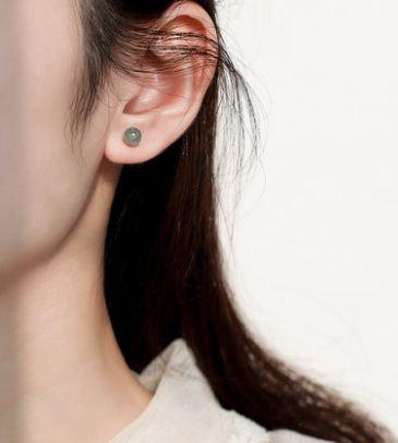 Bông tai đá moonstone ( mặt trăng )  kiểu cổ điển - hạt 6 ly