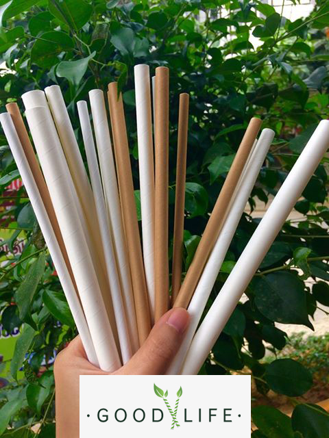500 Ống hút giấy trắng 6 x 197mm