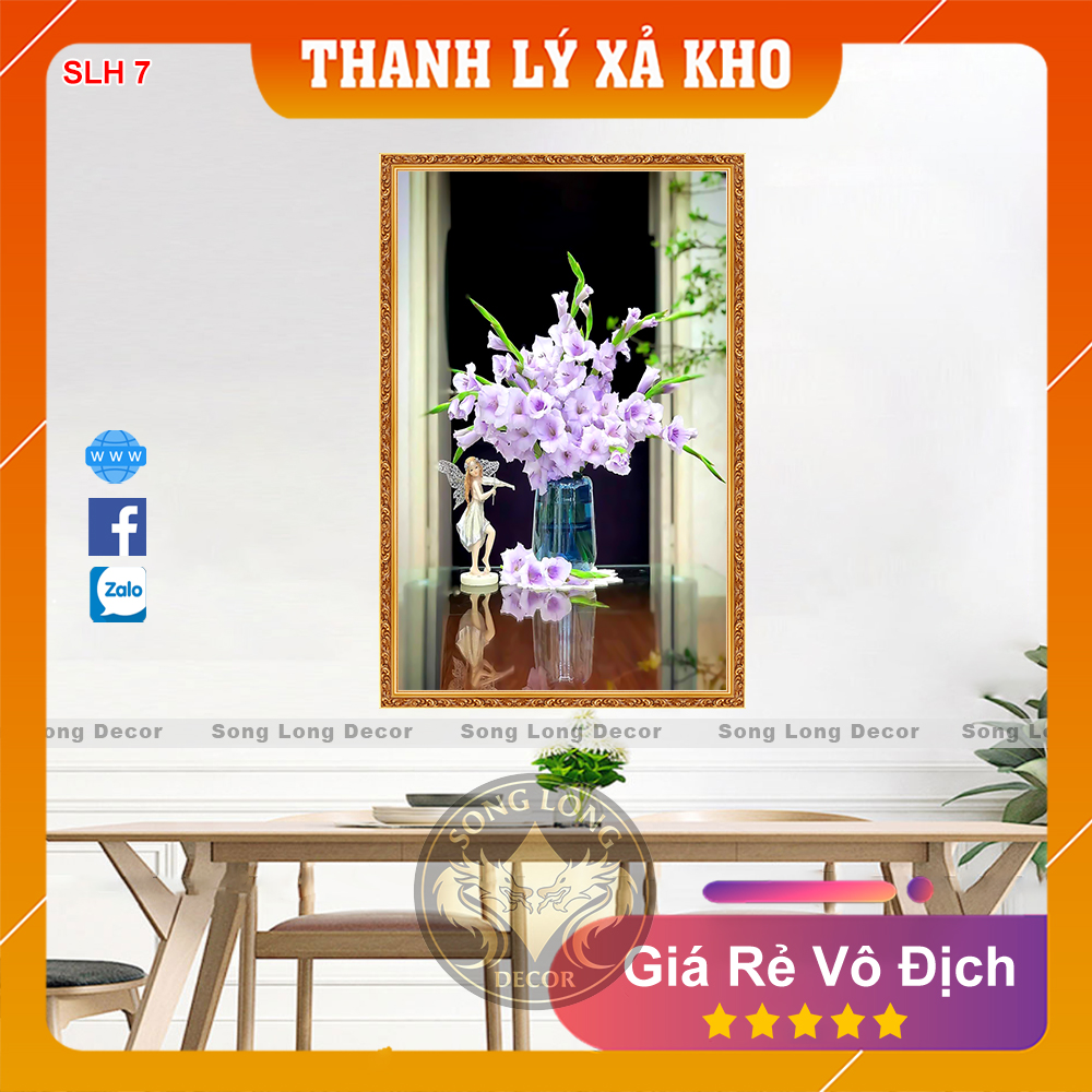 Tranh Dán Tường 3D Lọ Hoa Tự Cắm - SLH7- Trang Trí Nhà Cửa - Song Long Decor