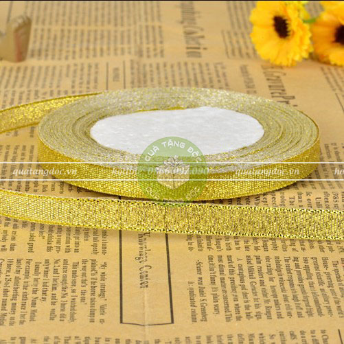 Ruy băng nhũ, ruy băng kim tuyến bản 1cm, 2cm, 3cm, 4cm, 5cm (Cuộn 22m)