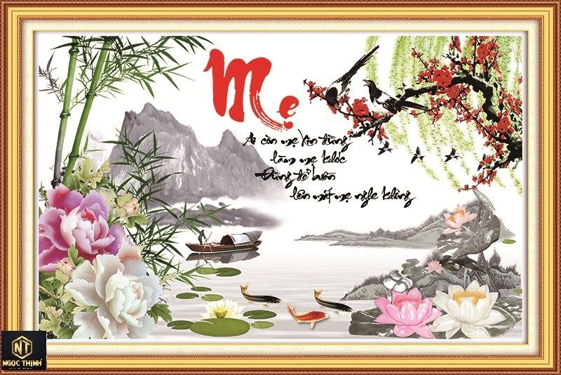 Tranh đính đá chữ Mẹ VS259 KT:80cmx52cm. Sản phẩm này chưa đính, Quý Khách mua về tự hoàn thiện.