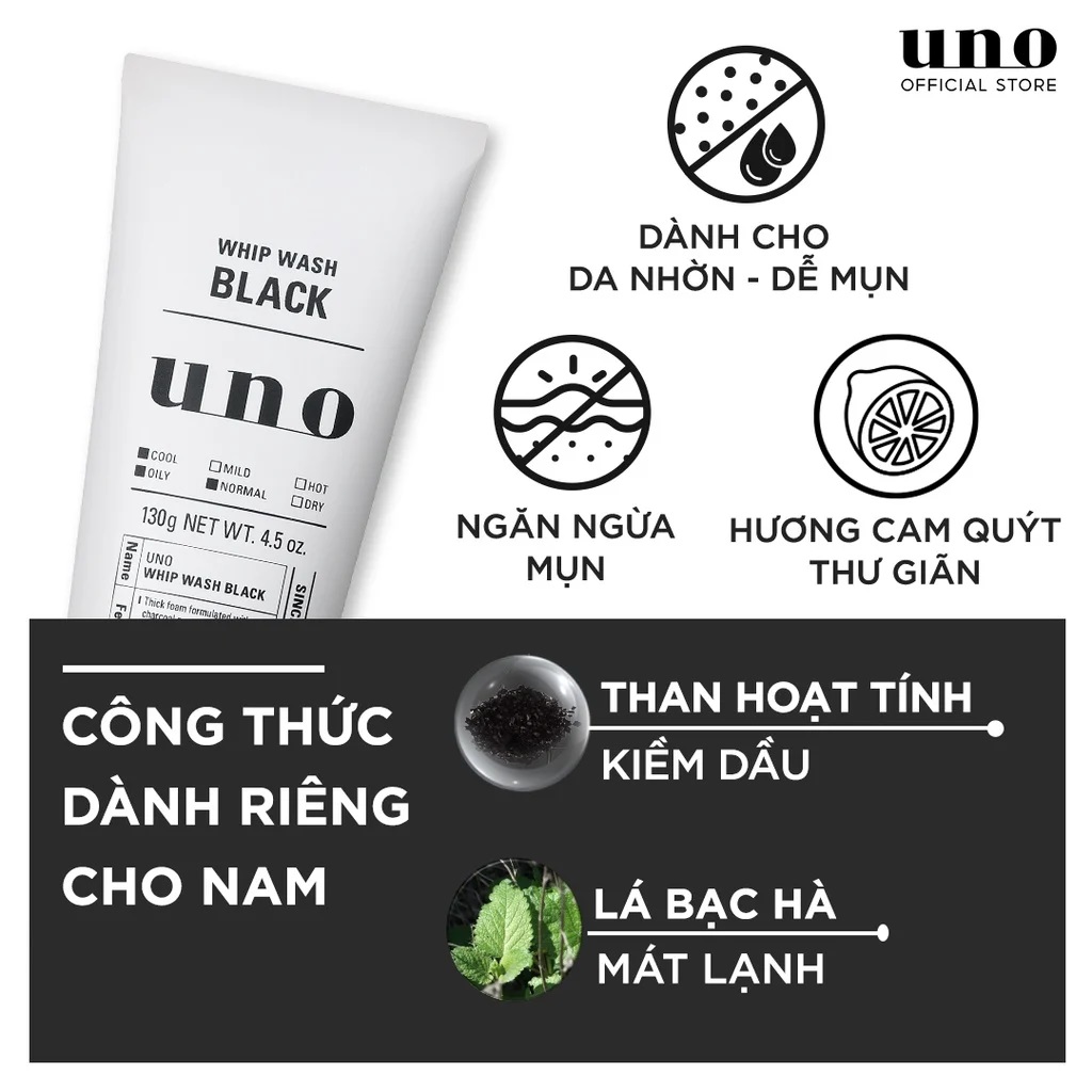 Sữa rửa mặt Uno tạo bọt whip wash