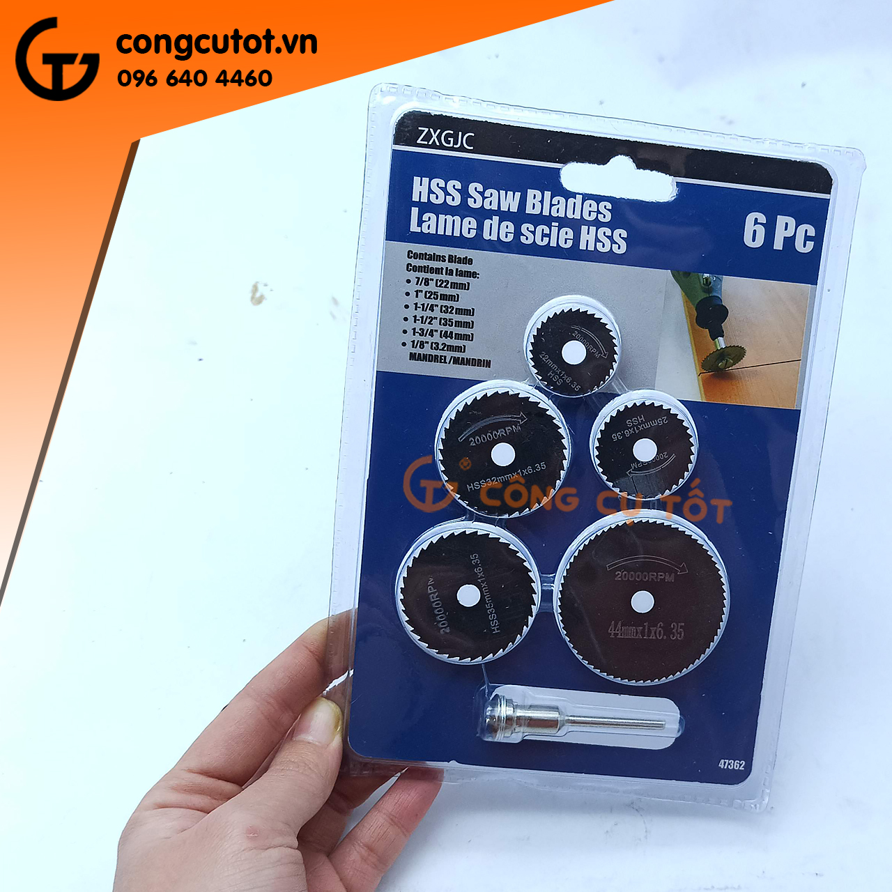 Bộ 5 lưỡi cưa mini 22-44mm trục 3.2mm
