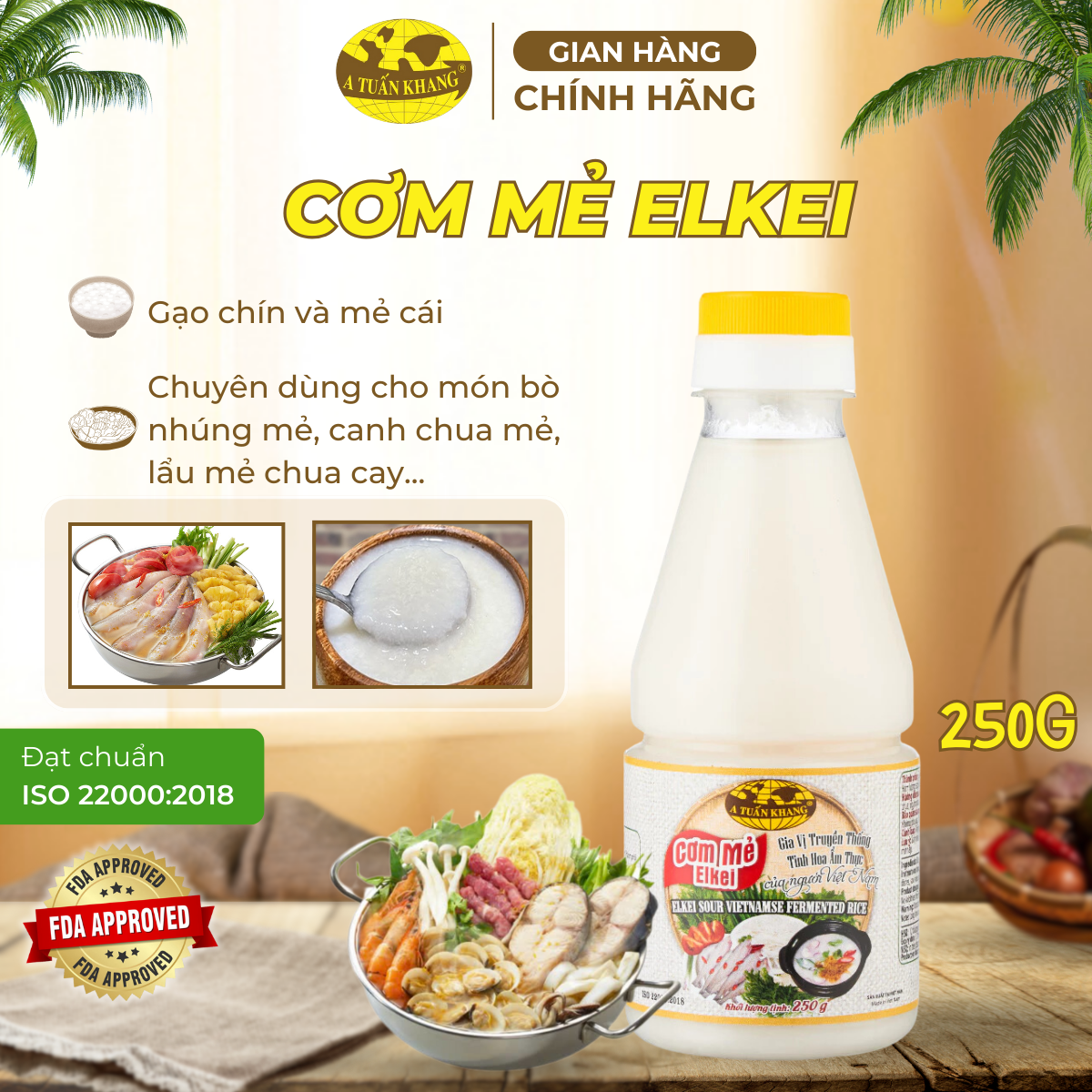 Cơm Mẻ Elkei chai 250g - Gia Vị Thay Thế Me, Chanh, Giấm Cho Món Nướng, Lẩu, Canh Chua | A TUẤN KHANG