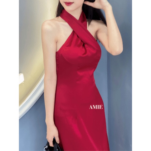 Đầm Lụa Nữ Amie Thiết Kế Cổ Chéo Dáng Dài, Váy Thời Trang Cao Cấp Chất Phi Lụa Sang Chảnh D09