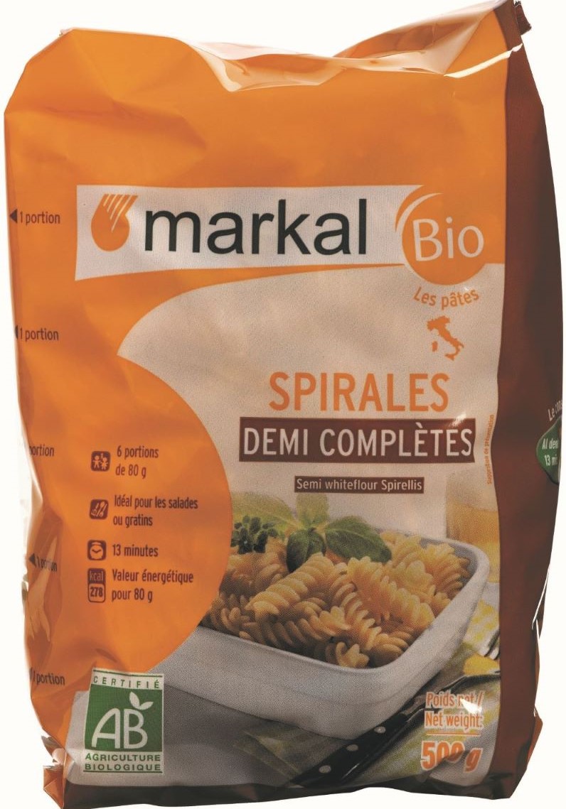 Markal organic semi-white pasta (penne/ fusilli) 500g