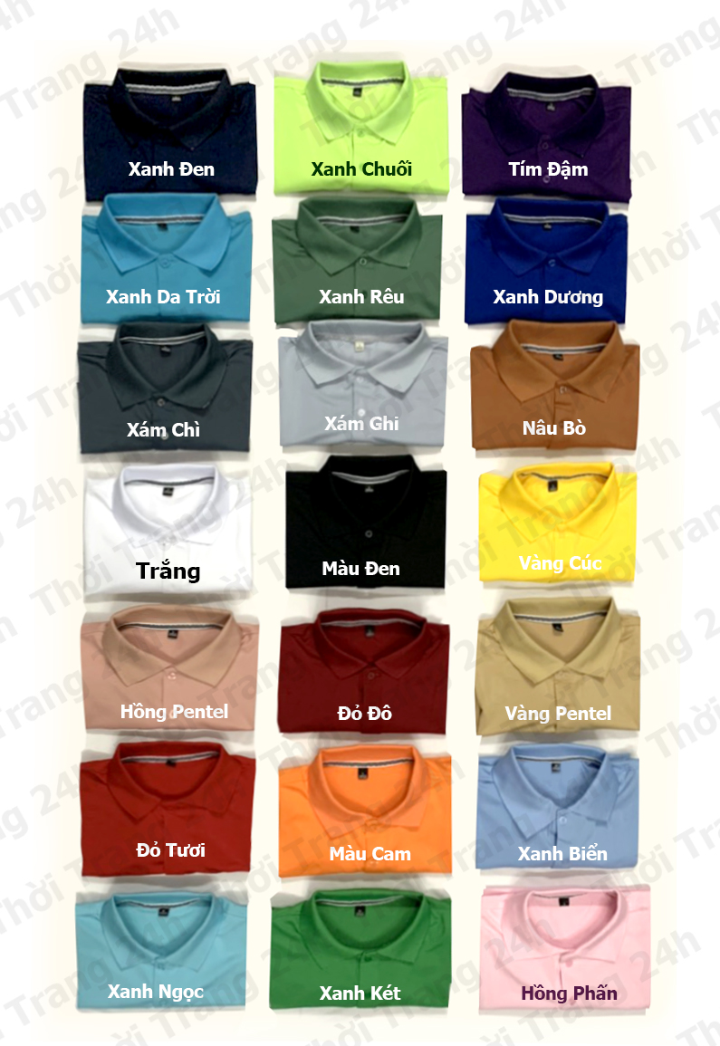 Áo Polo Nữ Và Nam Trơn Có Cổ Cá Sấu 4 Chiều Nhiều Màu Vải Dày Mịn Co Dãn Tốt Không Xù Lông