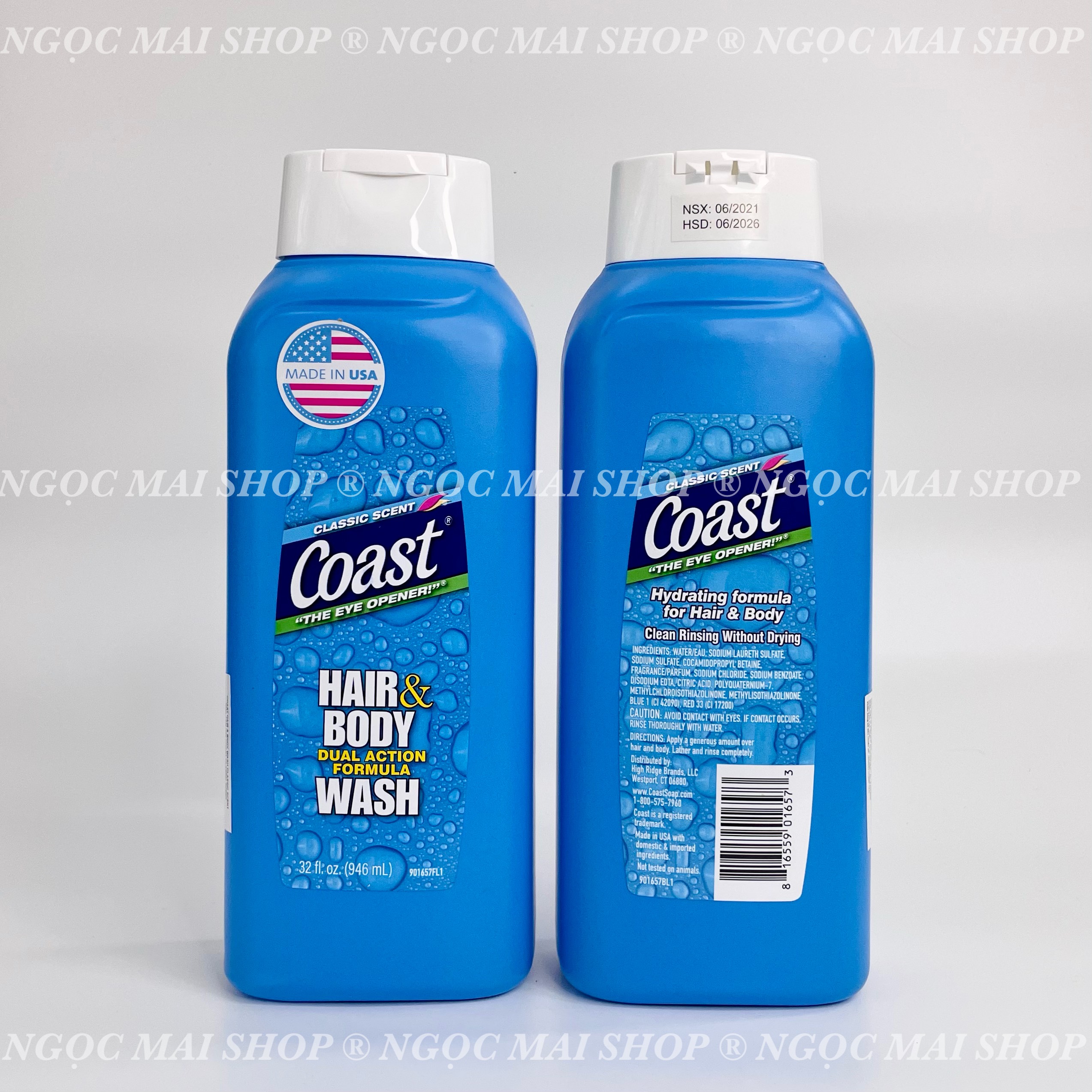 Tắm Gội Nam Coast Mỹ 946ml + 532ml