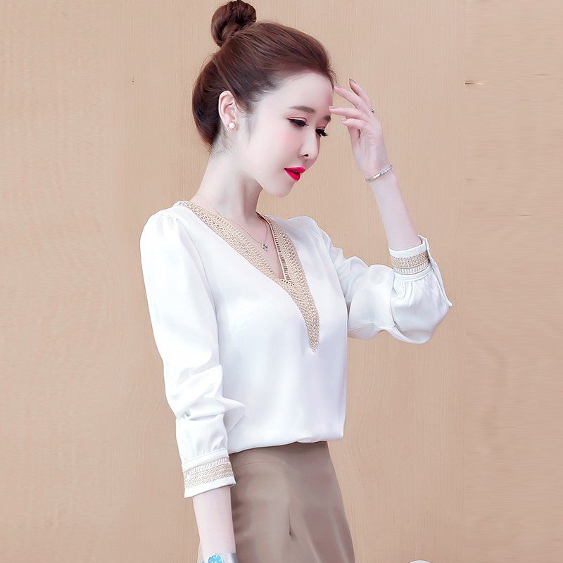 ÁO SƠ MI CÔNG SỞ NỮ CAO CẤP CỔ V PHỐI REN MẪU MỚI