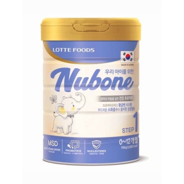 Combo 3 lon sữa bột Nubone Step 1,2, Plus nhập khẩu hàn quốc lon 750g
