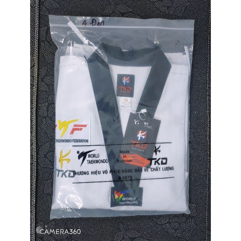 Võ phục TAEKWONDO cổ đen/đỏ đen phong trào