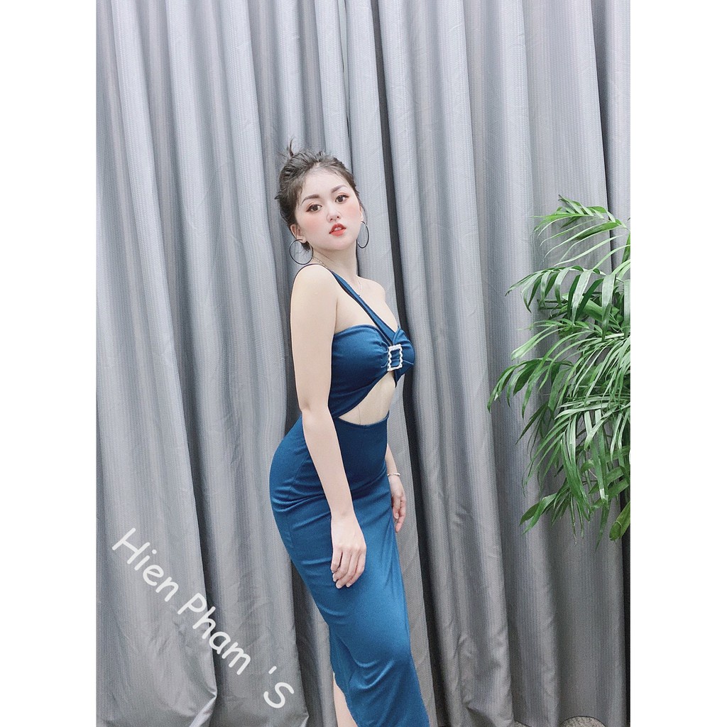 Đầm hở eo xẻ tà lệch vai quyến rũ