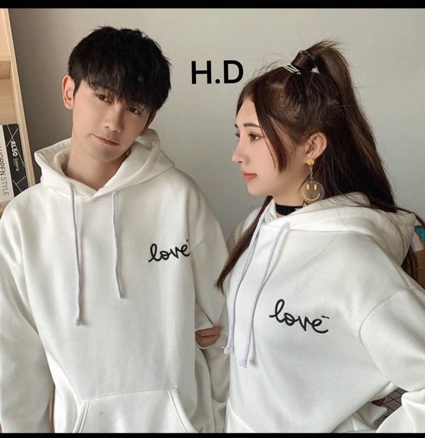 Áo đôi hoodie logo Love - Tại Badashop