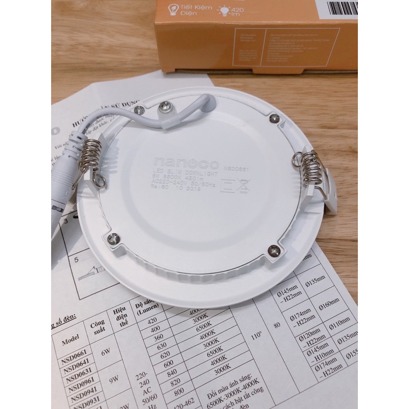 đèn led âm Trần siêu mỏng 6w nanoco