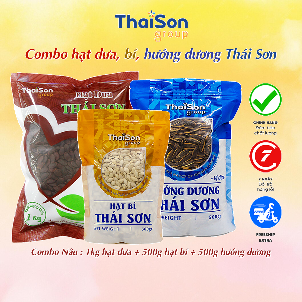 COMBO 3 LOẠI HẠT DƯA, BÍ, HƯỚNG DƯƠNG THÁI SƠN